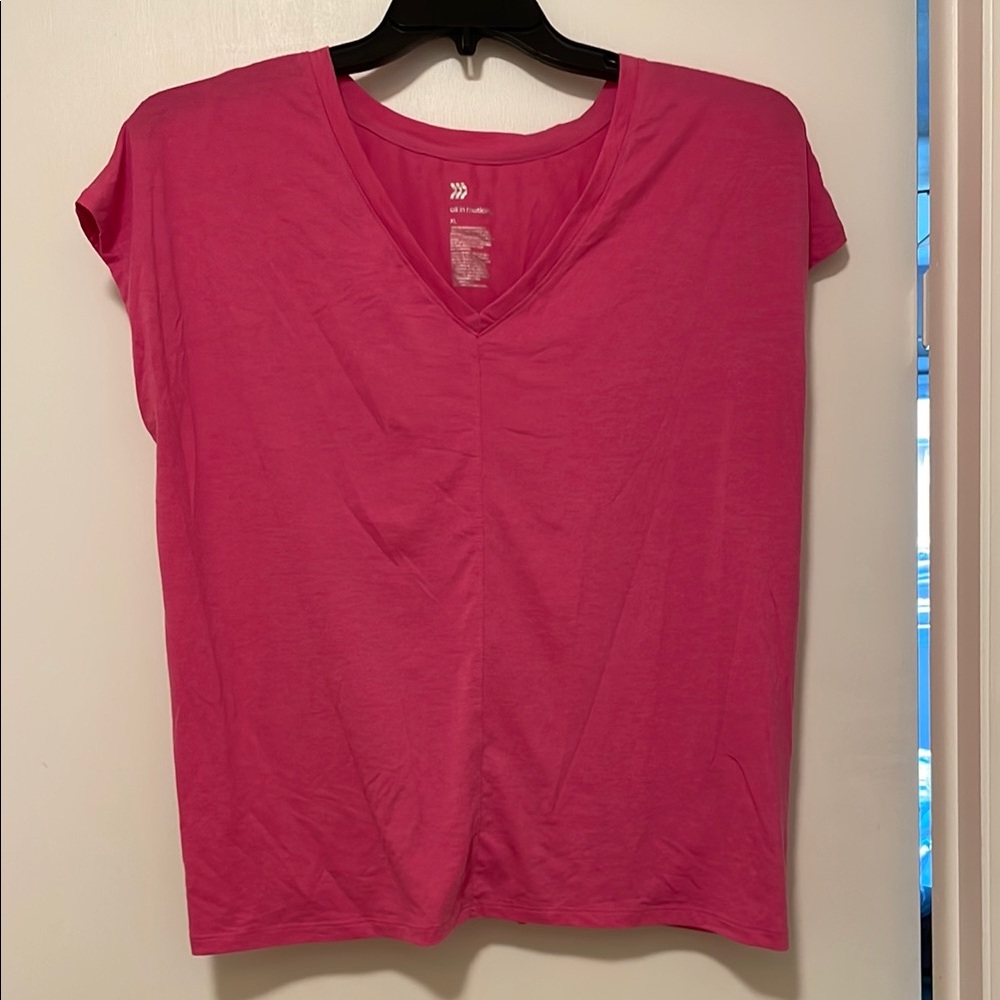 Women's Pink V-Neck Athletic Top